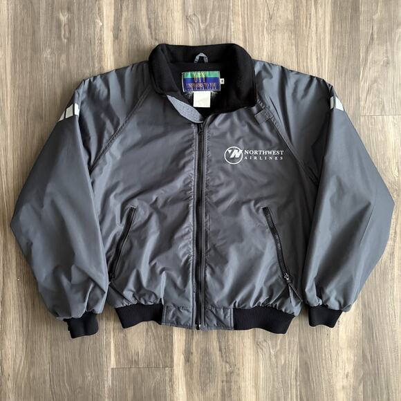 Northwest Airlines Jacket Men's Size M Gray Reflective Ground Crew Mechanics - Picture 1 of 6